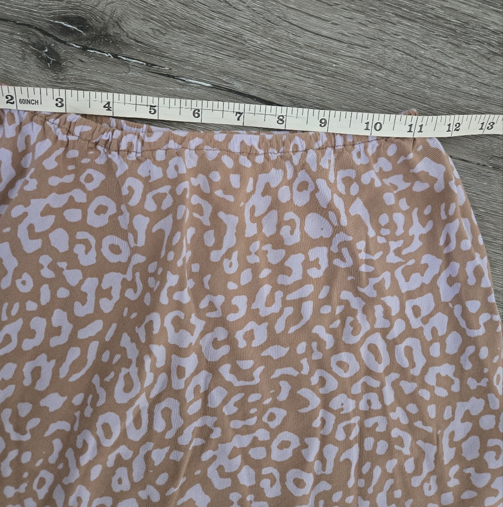 Motel Leopard Print Beige Purple Midi Skirt Size small - Picture 8 of 9